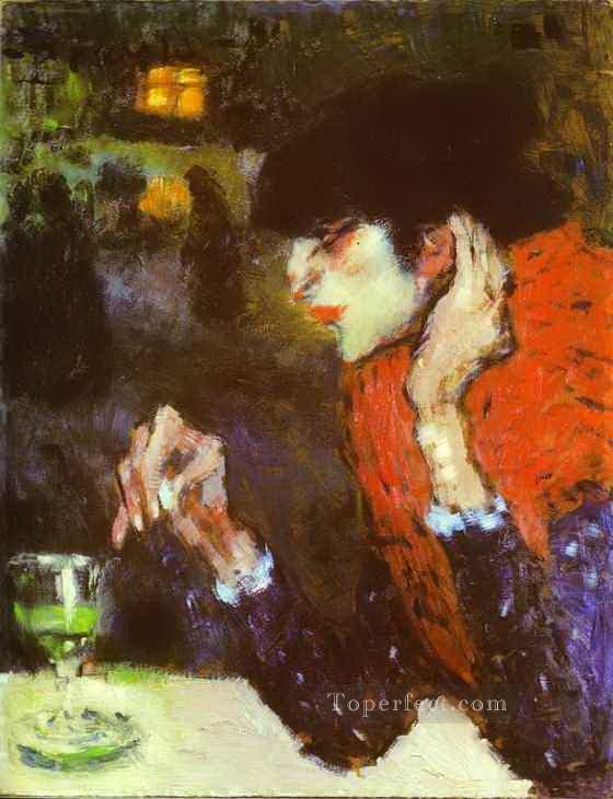 アブサンを飲む人 1901 キュビスト油絵